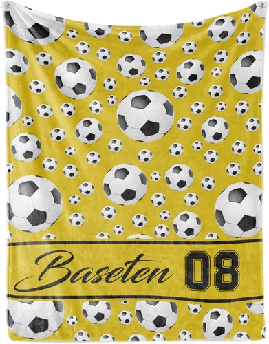 Vista 9 de Manta de fútbol personalizada con nombre, mantas personalizadas suaves para deportes de fútbol, mantas de cama verde, regalo personalizado