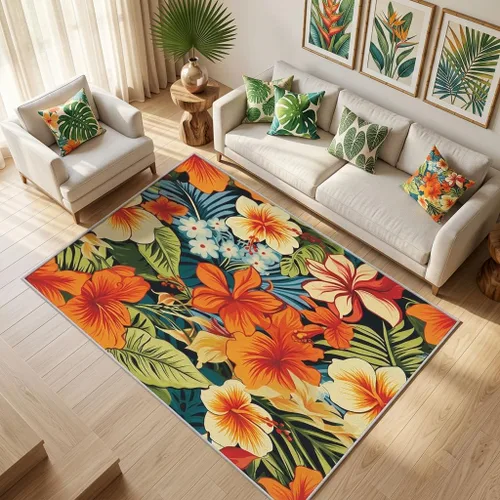 Vista 20 de Alfombra retro floral de 2 x 3 pulgadas, lavable de los años 60 y 70, alfombras hippie para entrada, dormitorio, cocina, alfombra de área de flores