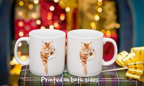 Vista 5 de Winston & Bear Taza de café con gato de jengibre escalador, divertida taza de café de cerámica atigrado naranja para los amantes de los gatos