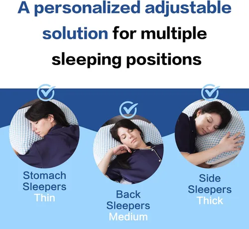 Vista 4 de EASELAND - Almohada firme de espuma viscoelástica triturada (ajustable), transpirable y refrescante para dormir, tamaño estándar, paquete de 2