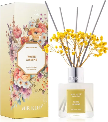Vista 49 de Airkeep Juego de difusor de varillas – 3.38 onzas líquidas (3.4 fl oz), difusor de aroma de bambú para el hogar, incluye 8 varillas difusoras