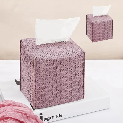 Vista 40 de HOMOTEK Paquete de 2 fundas para caja de pañuelos, soporte cuadrado de piel sintética, organizador de papel decorativo para baño, mesitas de noche