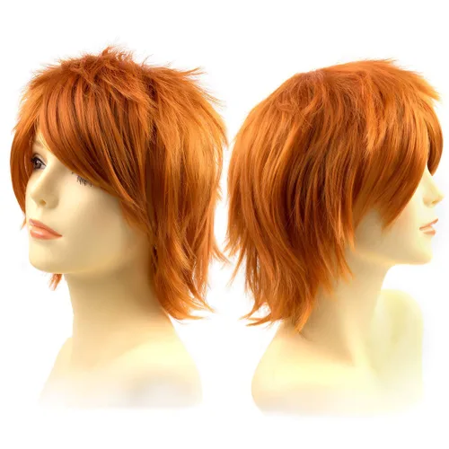 Vista 4 de Modernfairy Dark Orange Wig Short Anime Halloween Wigs for Men Women