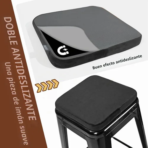Vista 2 de SINOSSO Juego de 2 cojines de metal con espuma viscoelástica magnética para taburete, cojines de lujo de terciopelo para bar y cafetería, apilables