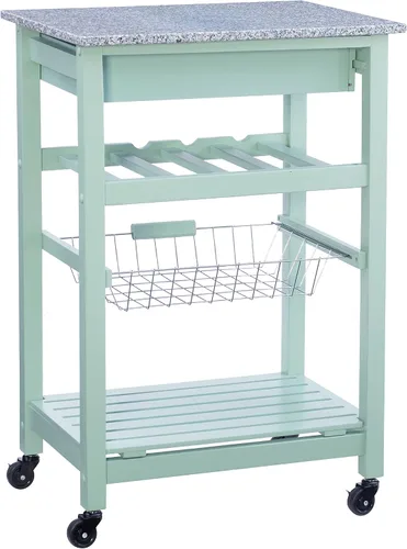 Vista 11 de Linon Isla de cocina, verde, 15.75 x 22.83 x 33.86 pulgadas Verde y granito