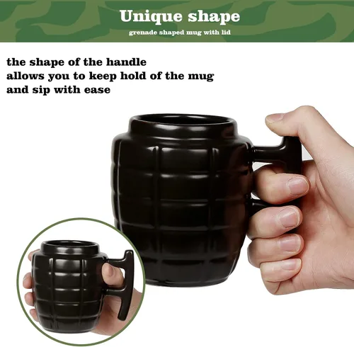 Vista 2 de Taza de té de café de cerámica de moda, taza especial fresca 3D, diseño de granada fresca, taza de té duradera, tazas atractivas, regalos de Negro