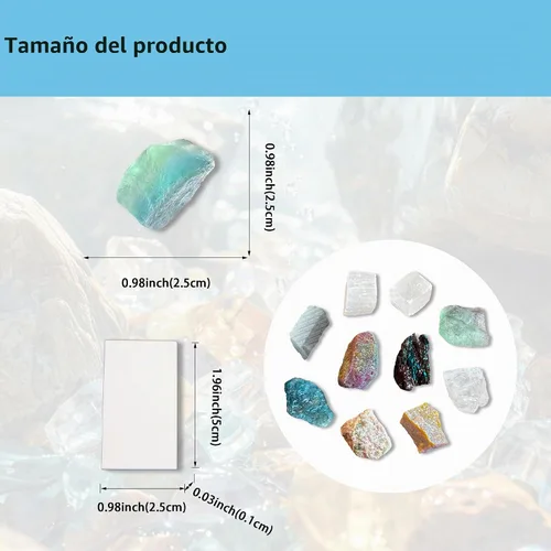 Vista 3 de Kit de prueba de dureza de Moh's, incluye 10 especímenes minerales de roca y 1 placa de rayas de porcelana sin esmaltar para explorar
