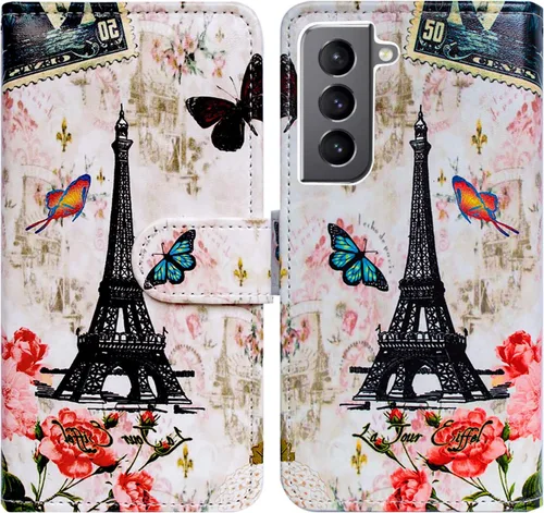 Vista 19 de Bcov Funda para Galaxy S22 Plus, funda de piel con tapa y soporte para tarjeta y soporte para Samsung Galaxy S22 Plus 5G / S22+ Patrón de pájaro