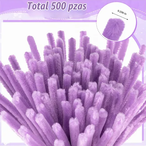 Vista 4 de Peryiter 500pcs Pipe Cleaner Craft Pack, Dark Pink & Purple Flower, 12 Inch Flor rosa oscuro y morada