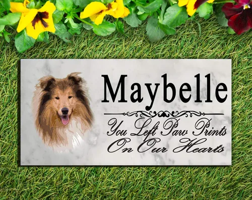 Vista 2 de Broad Bay Collie Dog Memorial Stone - Placa de lápida personalizada para exteriores