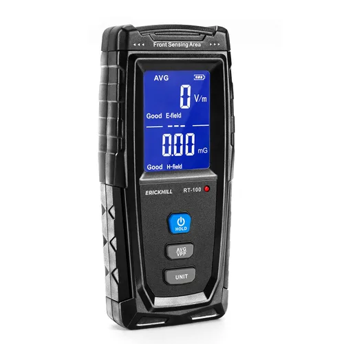 Vista 10 de ERICKHILL Detector EMF 3 en 1, detector de radiación de campo electromagnético para EF, RF, MF, WiFi, señal 5G, modos de alarma triple, carga tipo