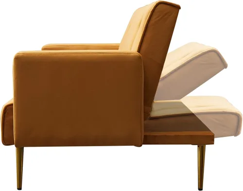 Vista 7 de Bonrcea Sofá cama de 75 pulgadas, sofá futón de terciopelo, capacidad de 500 libras para sala de estar pequeña, casa rodante, apartamento pequeño