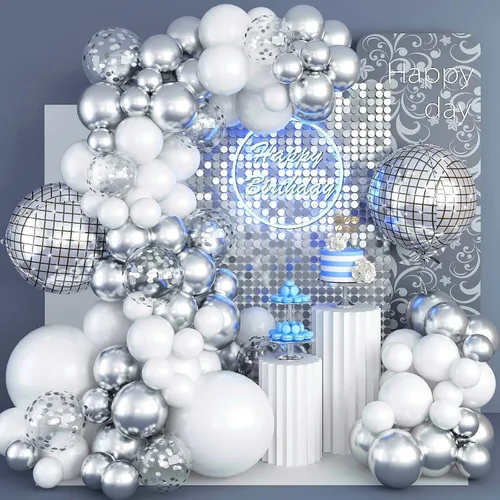 Vista 15 de Arco de globos de pata de perro, 105 piezas de guirnalda de globos con estampado de patas azules y naranjas, globos de papel de aluminio de hueso