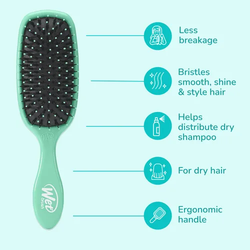 Vista 4 de Wet Brush Potenciador de Brillo, Aqua, Cerdas Naturales de Jabalí con Tecnología IntelliFlex Ultra-Suave, Deja el Cabello Brillante y Suave, Cepillo