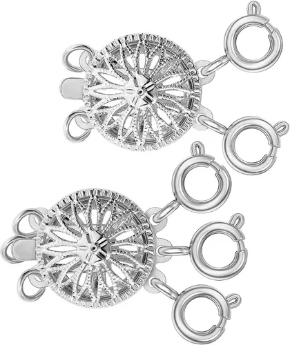 Vista 12 de Dailyacc Cierre de collar en capas para mujer, cierre de joyería deslizante de plata y oro de 14 quilates, conectores de pulsera