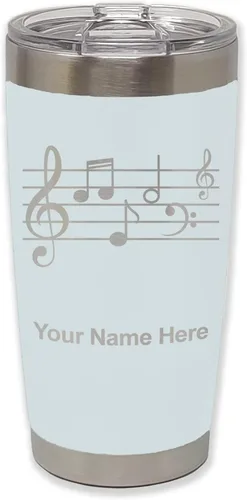 Vista 17 de LaserGram Vaso aislado al vacío de 20 onzas, personal de música, grabado personalizado incluido (negro)