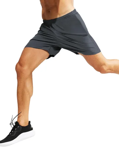 Vista 6 de MIER Pantalones cortos deportivos para hombre, para correr, gimnasio, entrenamiento, 5 pulgadas, de secado rápido, pantalones cortos ligeros