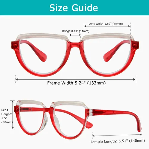 Vista 5 de Gafas de lectura para mujer, paquete de 4 lectores con diseño de media luna para mujer