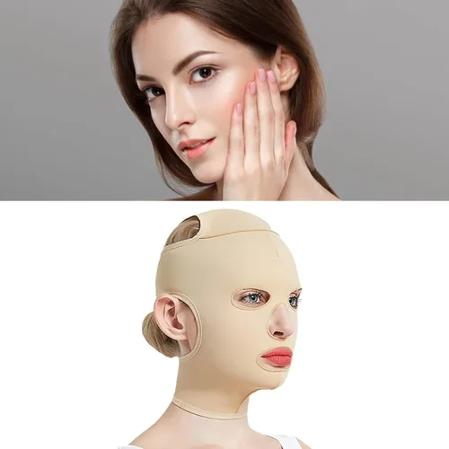 Vista 4 de Cinturón de dormir de cara completa, reutilizable, en forma de V, para adelgazar, correa para mascarilla, moldeador de masaje fino, cinturón facial