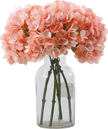 Vista 11 de Flores artificiales de hortensia, 6 ramos de hortensia de 14 pulgadas para bodas, bricolaje, decoración del hogar, centros de mesa (azul verde)