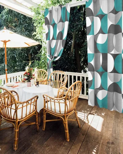 Vista 5 de Abstract Aqua Outdoor Curtains for Patio Waterproof Drapery, Grommet Window Curtain Drapes for Living Room, Bedroom, Doorway, Kitchen, Cafe, Porch