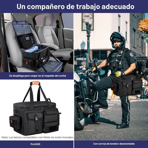 Vista 5 de Bolsa de patrulla de policía, bolsa de equipo de aplicación de la ley, bolsa de policía, organizador de asiento delantero del coche, bolsas de deber