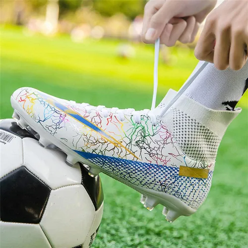 Vista 6 de MEBAMY Botas de fútbol para hombre y mujer, botas de fútbol de césped de alto agarre, zapatos de fútbol profesionales juveniles para interiores