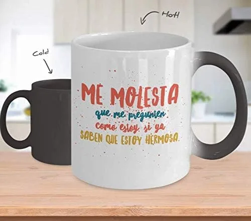Vista 2 de Taza de Cafe Me Molesta Vaso, taza de téa divertidas, tazas personalizadas, taza de café inspiradoras, taza con mensajes positivos.