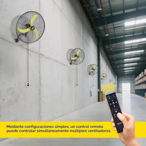 Vista 3 de FUGOO Ventilador de pared oscilante de 30 pulgadas con control remoto, motor BLDC, amplio rango de flujo de aire de 3200 CFM a 8800 CFM, ventilador