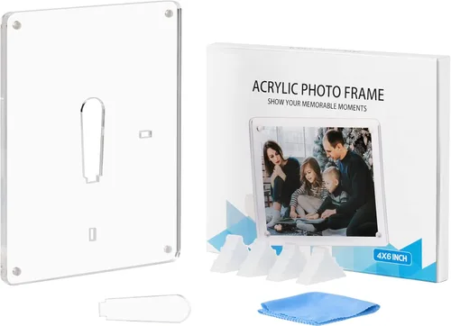 Vista 7 de Boxalls Marco de fotos acrílico de 4 x 6 pulgadas con soporte, marco de fotos transparente con imanes para exhibición de mesa horizontal