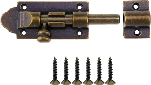 Vista 9 de Bronce latón antiguo barril cerrojo cerrojo 4 pulgadas cerradura deslizante seguridad deslizante con tornillos Hardware