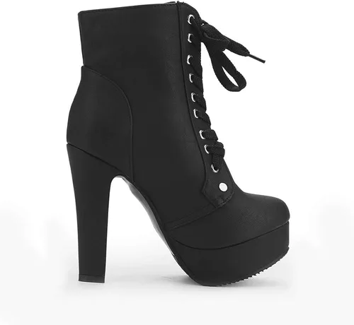 Vista 3 de Susanny - Botines de tacón alto para mujer, otoño, redondo, de agujetas, con tacón grueso y plataforma. Botines Knight Martin.