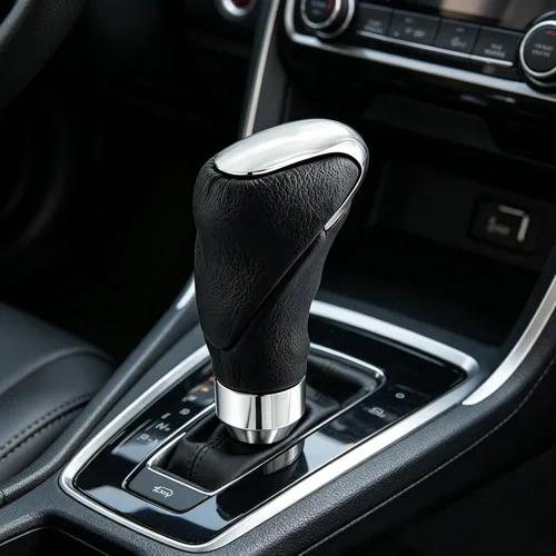 Vista 2 de Lunsom Pomo de Palanca de Cambios de Cuero, Cabezal de Mango de Palanca de Cambios de Transmisión Type-R se Adapta a la Mayoría de Automóviles Negro