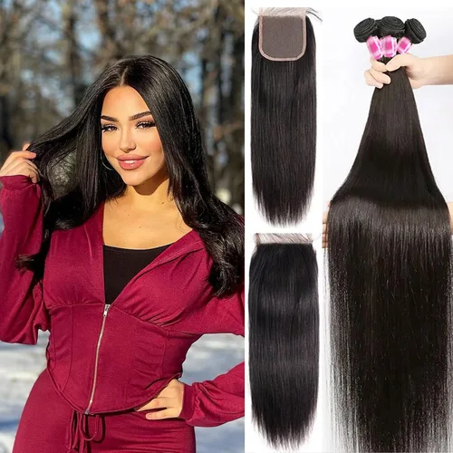 Vista 13 de Paquetes Bob Liso 3 Paquetes de Cabello Humano Corto 10, 10 y 10 Pulgadas, 100% Cabello Crudo Sin Procesar, Tejido Rápido, Color Negro Natural