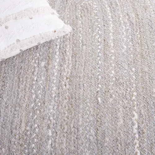 Vista 5 de SAFAVIEH Alfombra de la Colección Trenzada - 4' x 6' Ovalada, Gris Claro, Hecha a Mano Boho con Flecos de Algodón Reversible, Ideal para Áreas