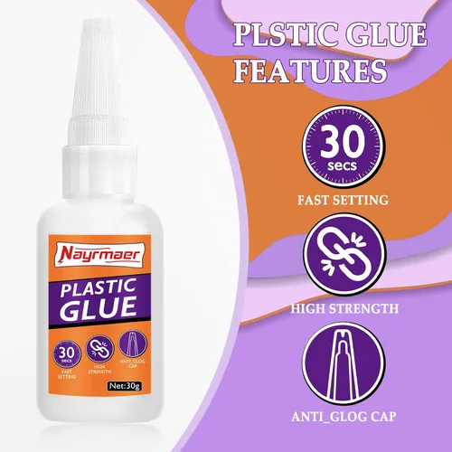 Vista 3 de Pegamento de plástico de 1.06 oz, súper pegamento para plástico, pegamento de plástico a plástico para pegar plástico y otros materiales, pegamento