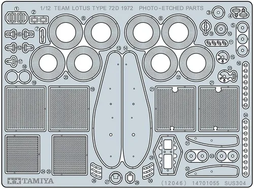 Vista 4 de Tamiya 12046 1/12 Equipo Lotus Tipo 72D 1972 Kit de modelo de plástico
