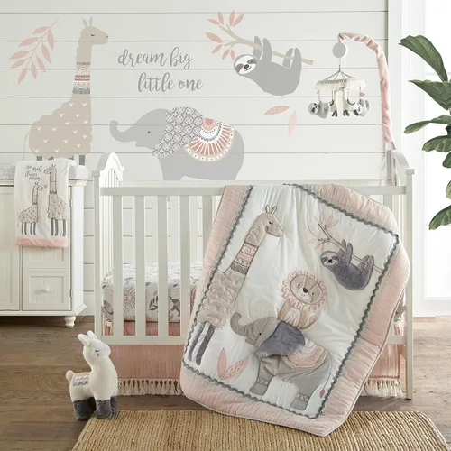 Vista 4 de Levtex Baby - Juego de 2 sábanas bajeras Imani para cuna - Se adapta a colchones estándar de cuna y niños pequeños - Animales arrojados/medallones