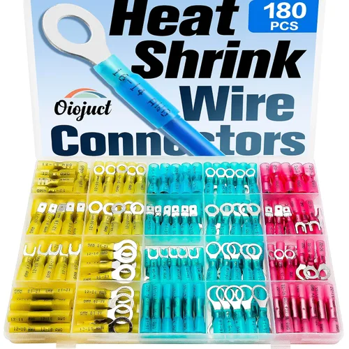 Vista 8 de 90 piezas de conectores de cables termorretráctiles eléctricos - Kit de Oiojuct para alambres marinos y automotrices, surtido de terminales