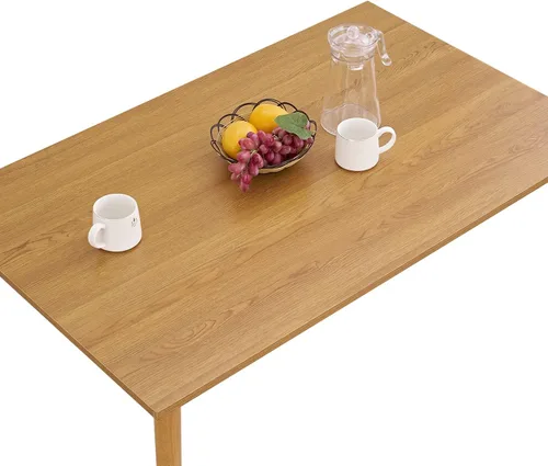 Vista 5 de Panana Mesa de comedor moderna de 47 pulgadas, mesa de cocina con patas de madera maciza, acabado de roble, mesa de comedor para el hogar, muebles