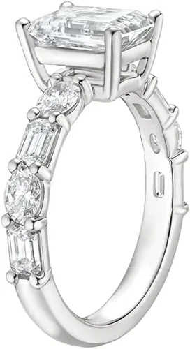 Vista 2 de IGI - Anillo de compromiso de diamantes creados en laboratorio de 4.0 quilates con diamantes de laboratorio redondos blancos de excelente corte