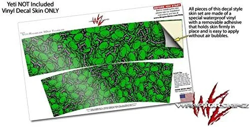 Vista 3 de Skin Wrap para vaso de Yeti Rambler 30 oz dispersos calaveras verde (vaso no incluido)