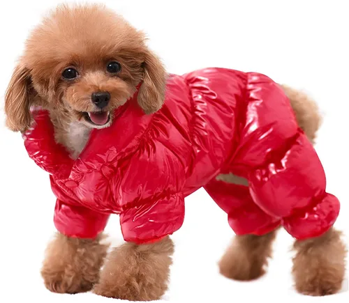Vista 16 de AOFITEE Abrigo para perro, chaqueta impermeable para perro, abrigo de invierno para perros de cuerpo completo, traje de nieve, chaqueta acolchada a