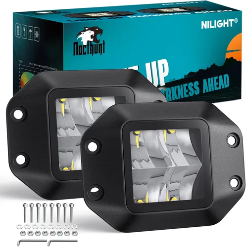 Vista 9 de Nilight - Juego de 2 focos LED para motocicleta de 2 pulgadas y 20 W, haz focalizado cuadrado, luz de trabajo mini para conducción, incorporada EMC