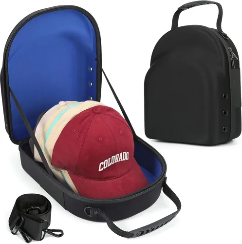 Vista 10 de GERMUN Funda rígida para gorra de béisbol, funda de viaje con correa ajustable para el hombro, funda para 12 gorras de béisbol, perfecta para viajes