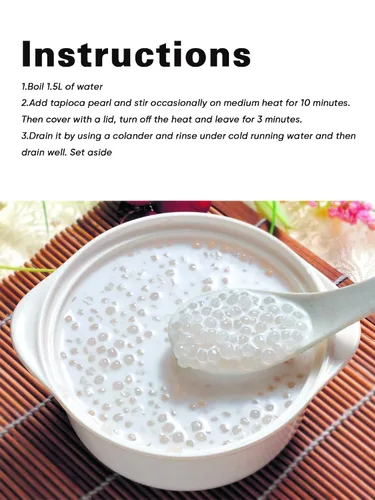 Vista 4 de Bolas de sagú pequeñas de tapioca Boba Pearls de yuca – Lo mejor para té con leche de burbujas Boba, pudín de tapioca, postres, sopa o salsa