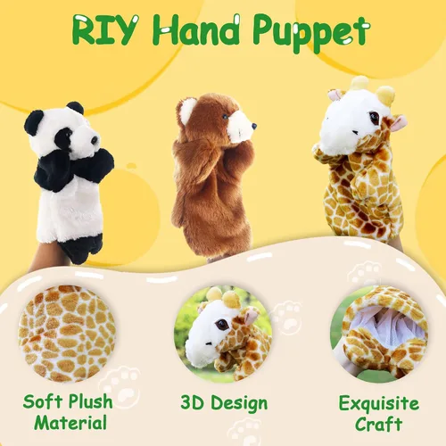 Vista 5 de RIY Marioneta de mano - Zoo Amigos Animales Educativos Marionetas Osito