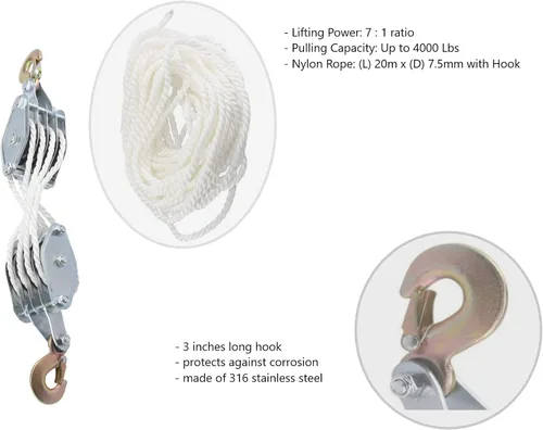 Vista 9 de Super-Handy polipasto de cable de gran capacidad, para trabajos pesados, capacidad de 4000 lb