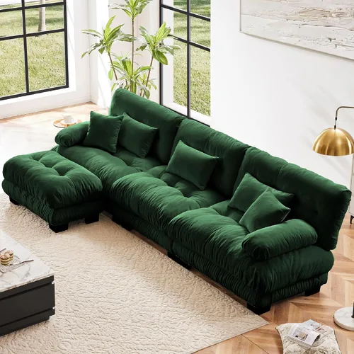 Vista 27 de KEIKI Sofá modular de 94 pulgadas con 4 almohadas, cómodo juego de sofá biplaza Cloud para sofá de asiento profundo suave y profundo, sofá biplaza