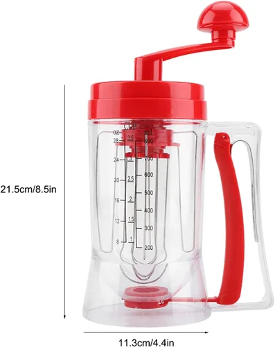 Vista 5 de Dispensador de masa para panqueques con mezclador y escala de medición, dispensador de masa de gofres para panqueques, magdalenas, muffins, crepes